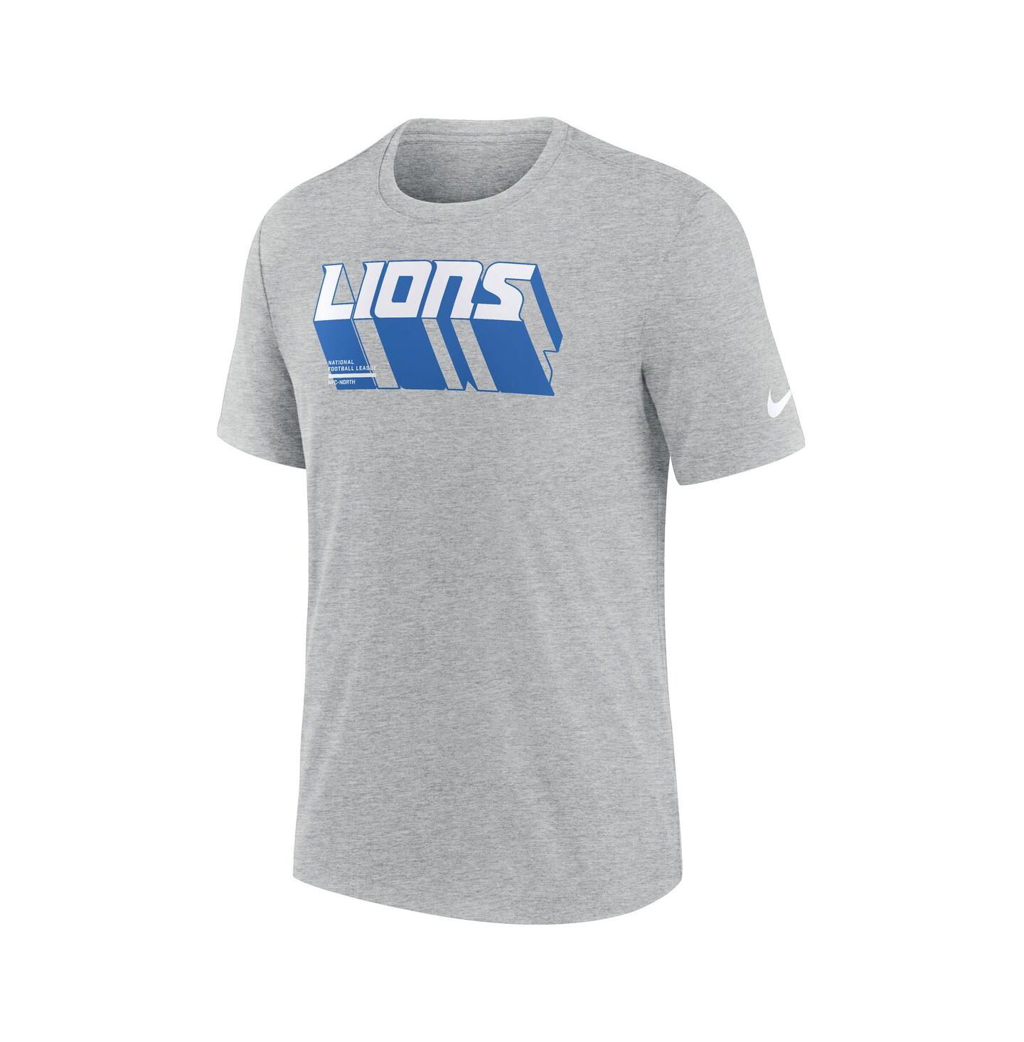 Мужская футболка Nike Heather Gray Detroit Lions Long Pass Tri-Blend — фото 3