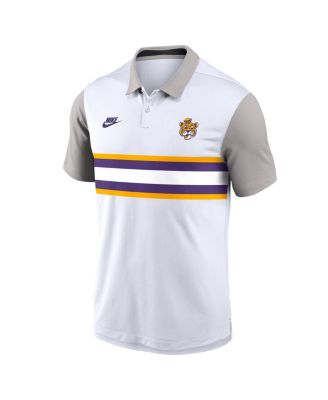 Men's White/Gray LSU Tigers Athletic Prep Legacy Logo Vapor Performance Polo Shirt