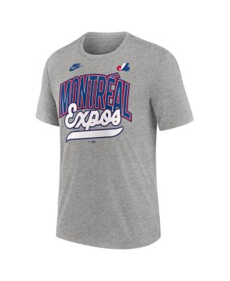 Men's Heather Gray Montreal Expos Cooperstown Collection Retro Tri-Blend T-Shirt