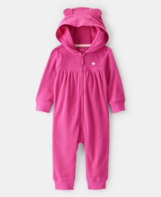 Carter's - Baby Girls Hooded Heart Long-Sleeve Thermal Jumpsuit