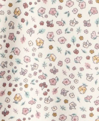 Baby Girls Floral-Print Top, Denim Jumper & Footed Tights, 3 Piece Set 