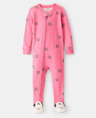 Carter's - Baby Girls Dalmatian-Print 100% Cotton Long-Sleeve 2-Way-Zip 1-Piece Footed Pajamas