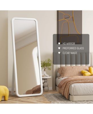 Full-length mirror with wooden frame for floor standing or wall mounting