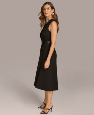 【Donna Karan New York】Printed V-Neck Gown Donna Karan New York Women's Printed V-neck Floral Mikado