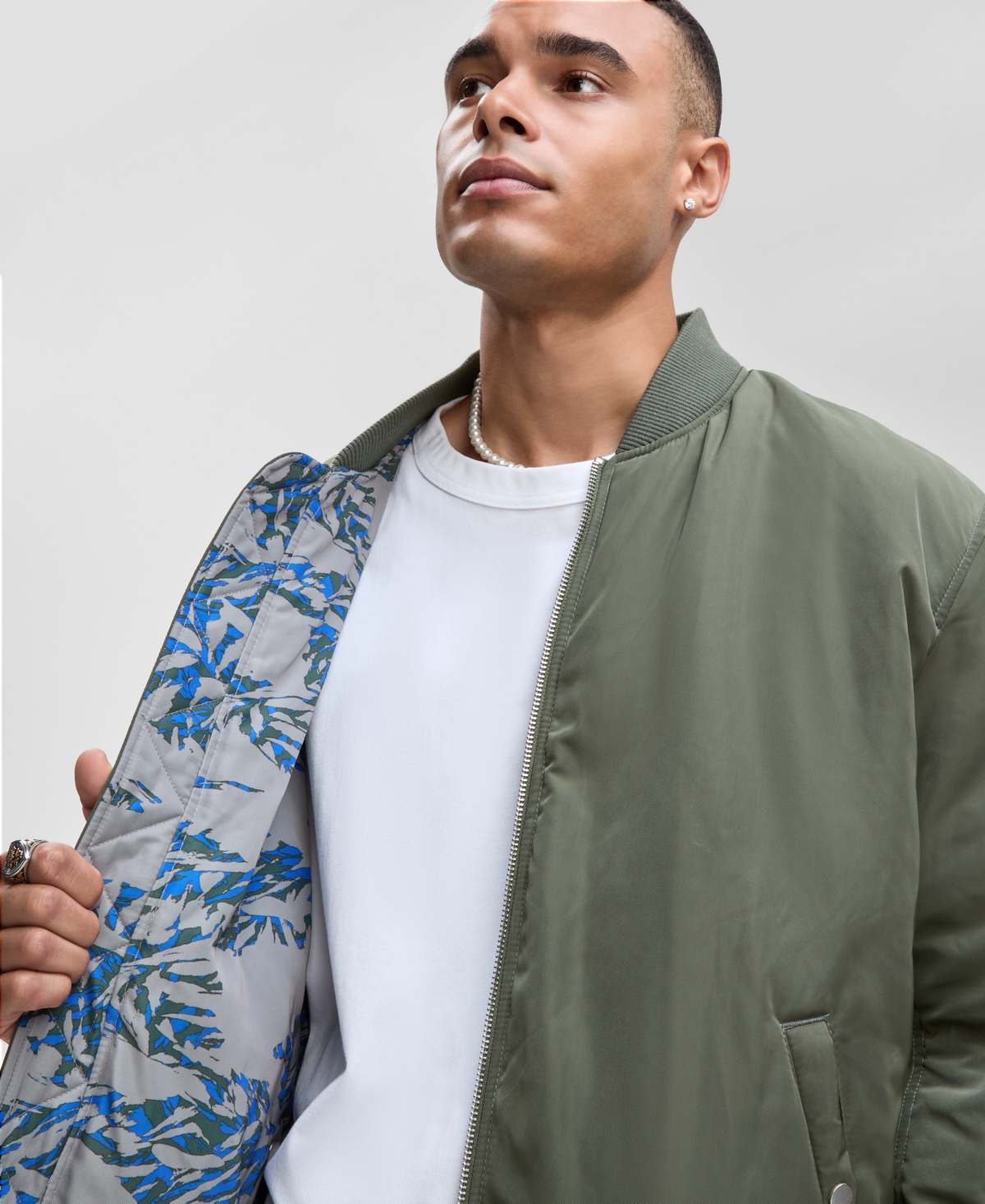 Mode Of One Men's Relaxed-fit Reversible Bomber Jacket, Macy's Exclusive In Green