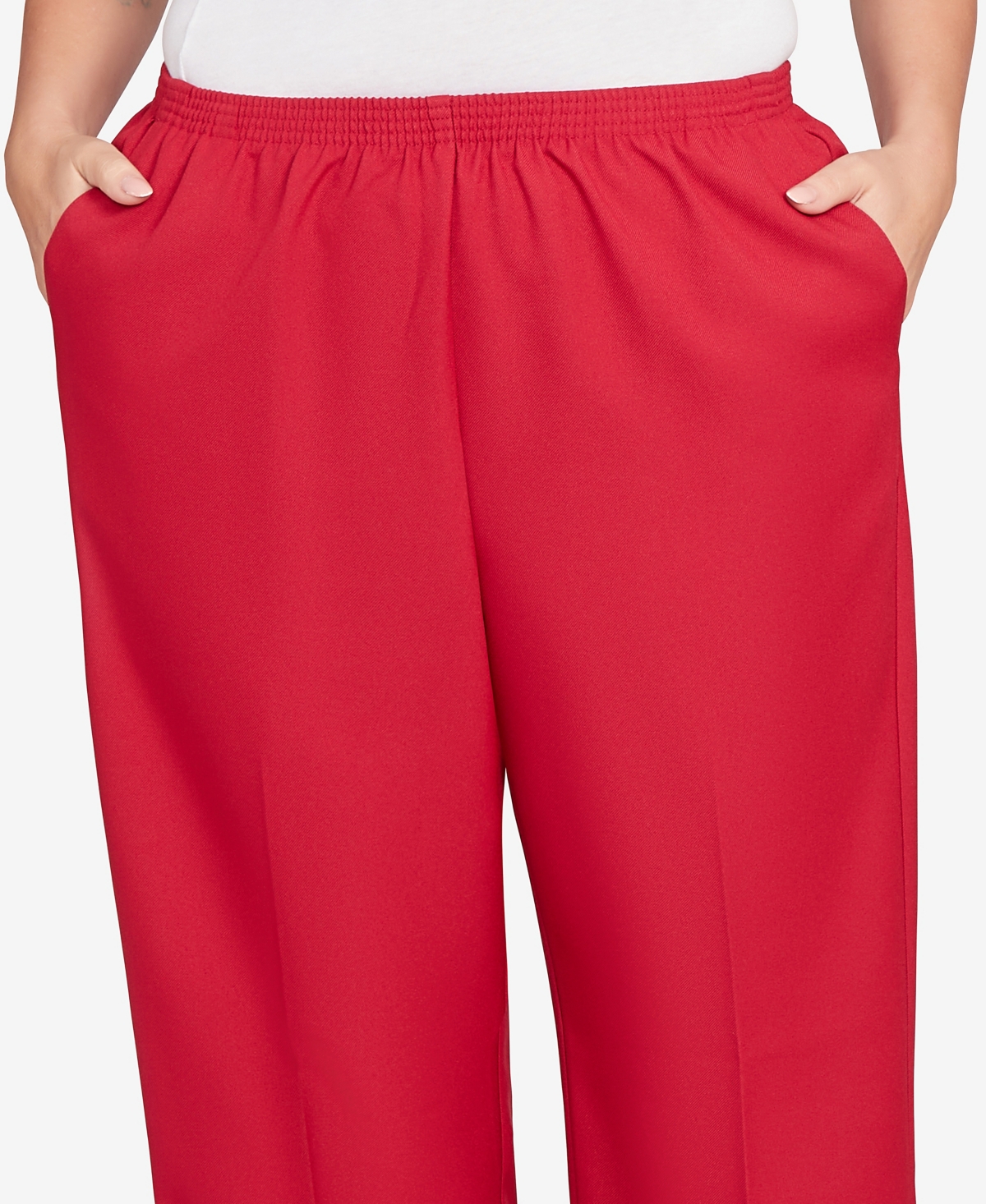 Alfred Dunner Plus Size Classic Poly Accord Short Length Pants In Red