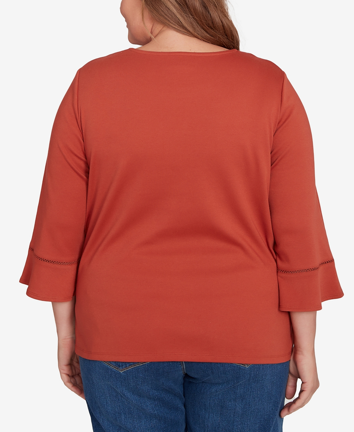 Alfred Dunner Plus Size Classic Tossed Floral Flutter Sleeve Top In Brown