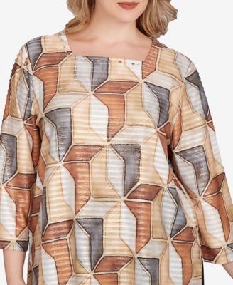 Plus Size Classic Stained Glass Square Neck Top