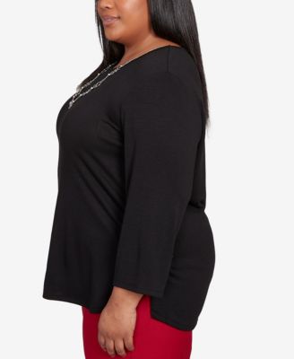 Plus Size Classic M&eacute;lange Side Button Top