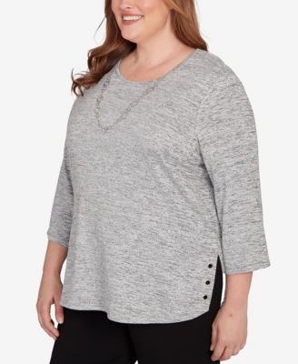 Plus Size Classic M&eacute;lange Side Button Top