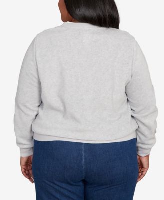 Plus Size Classic Embellished Neckline Anti-Pill Sweater