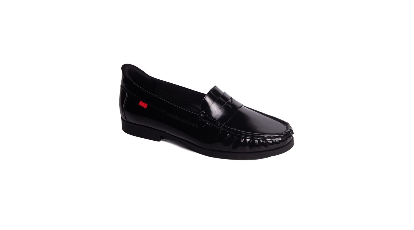 Женские туфли Marc Joseph New York Newbury Street Hands-Free Slip On Technology Penny, цвет: Чёрный искусственный лаковый — фото 1