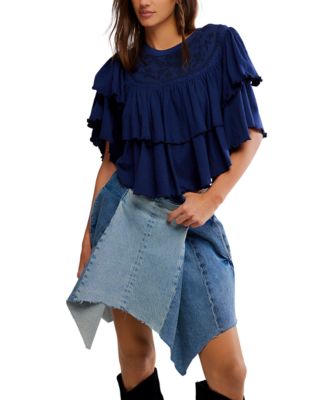Women's Rose Party Ruffled Cotton Top