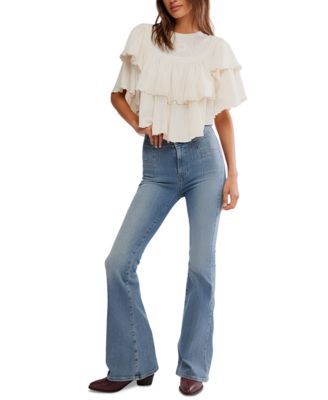 Women's Rose Party Ruffled Cotton Top