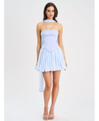 Women's Valentina Baby Blue Boned Curve Edge Peplum Mini Dress