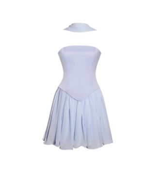 Women's Valentina Baby Blue Boned Curve Edge Peplum Mini Dress