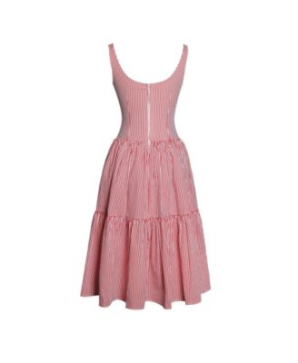 Women's Oceana Red Candy Stripe Drop Waist Midi Dress