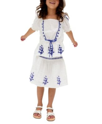 Little Girls Raffya Ally Paneled Waist Embroidered Skirt