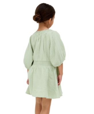 Little Girls Raffya Soipoi Ruched V-Neck Dress