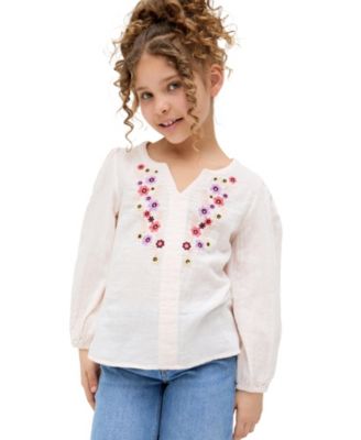 Kids Dina V-Neck Embroidered Blouse