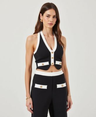 Women's Two-Piece Halter Crop Top and Wide-Leg Pant Set
