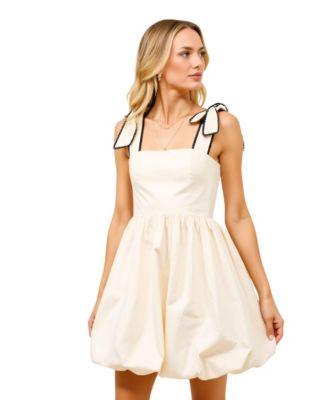 Women's Bow Strap Square Neckline Mini Dress