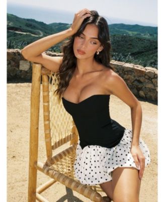 Women's Dahliana Polka Dot Bubble Hem Corset Mini Dress