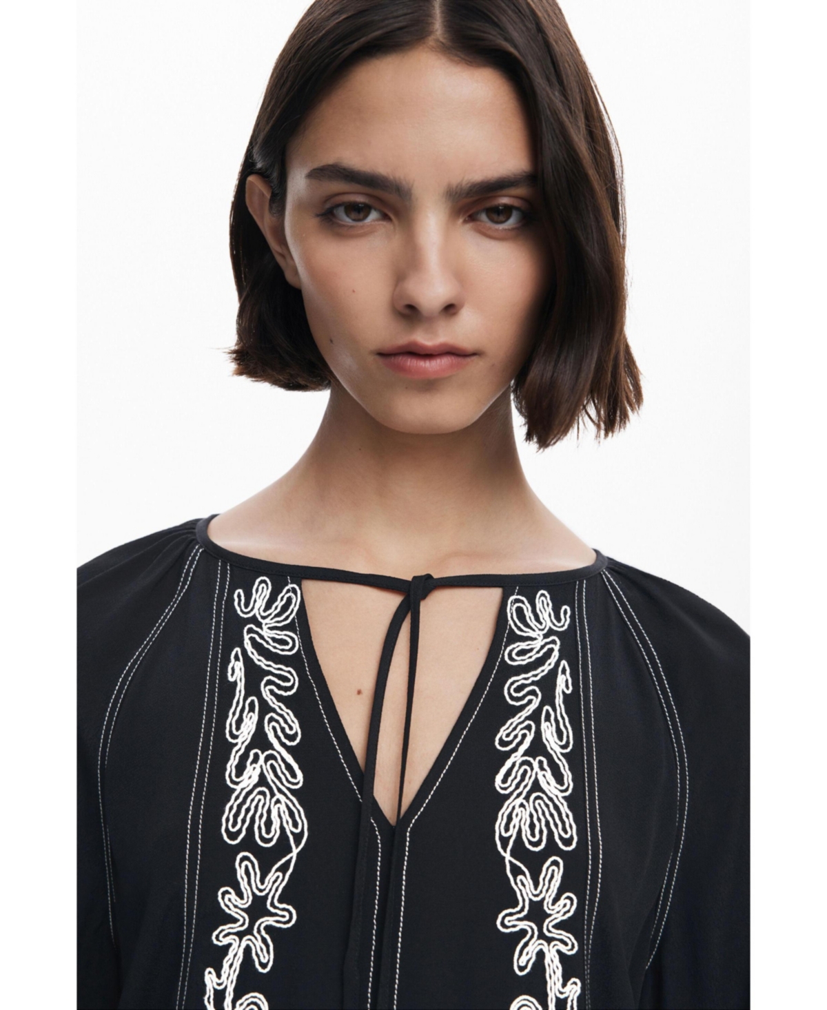 Desigual Women's Blouse with contrast embroidery