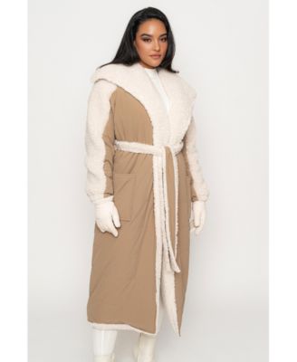 Women's Contrast Sherpa Coat