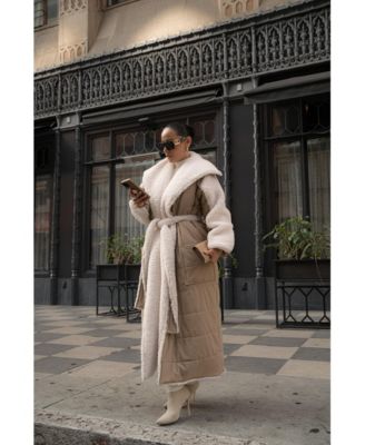 Women's Contrast Sherpa Coat