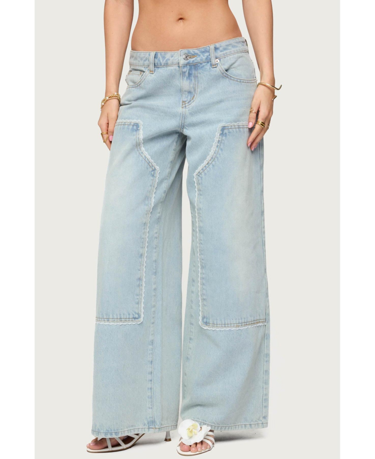 Womens Teela Lacey Low Rise Carpenter Jeans - Light-blue