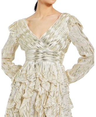 Women's Long Sleeve Ruched Ruffle Mini Dress