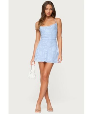 Women's Velvet Embroidered Backless Mini Dress