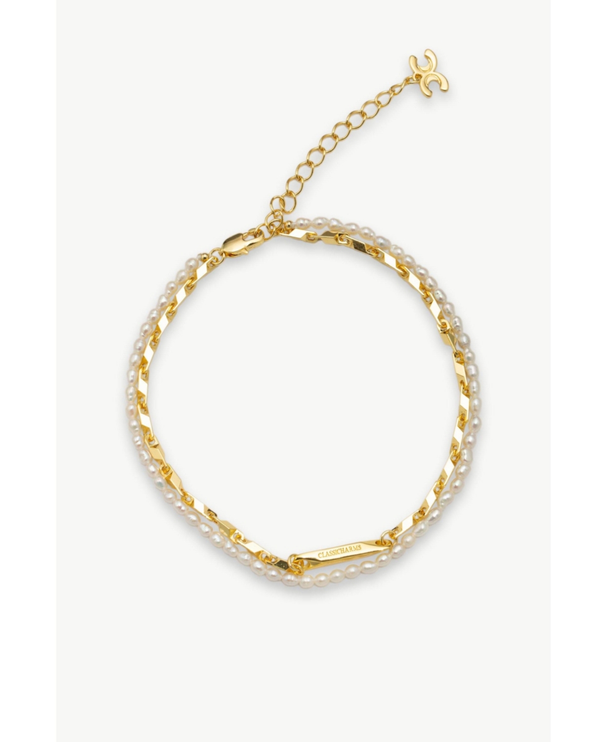 Madison Layered Freshwater Pearl Anklet - Gold