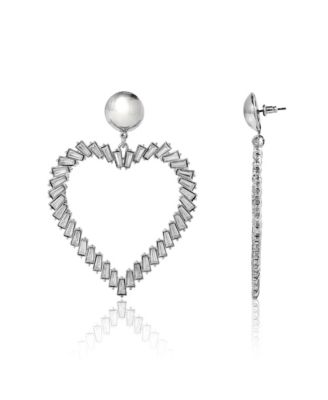 Silver-Tone Heart Hoop Earrings