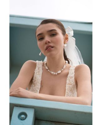 Natasha Freshwater Petal & Baroque Pearl Beaded Necklace