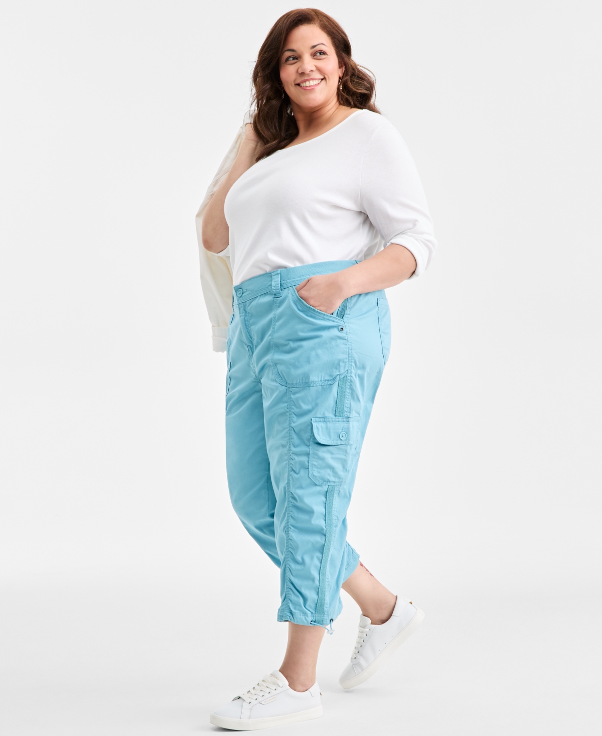 Style & Co Plus Size Cargo Capri Pants, Exclusively At Macy's In Blue