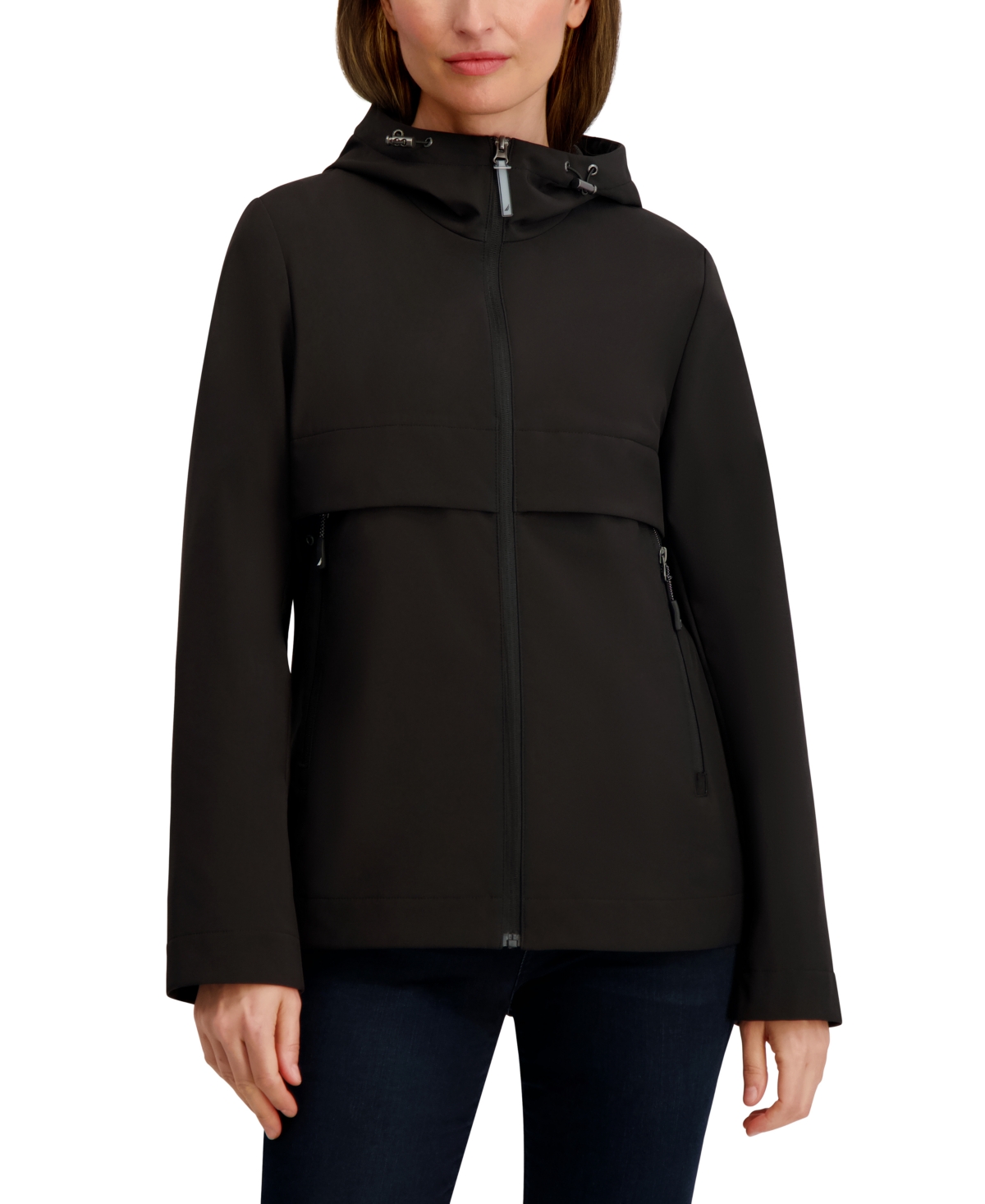 Nautica Women's Hooded Softshell Coat In Black