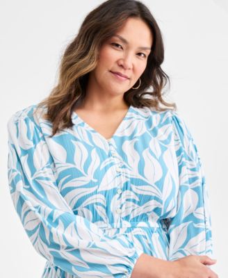 Plus Size Bubble-Sleeve Fit & Flare Dress, Macy's Exclusive