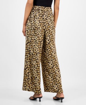 Women's Leopard-Print Pull-On Wide-Leg Pants, Macy's Exclusive