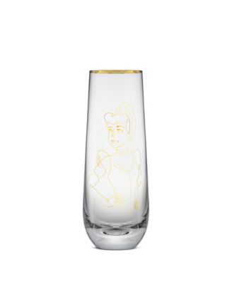 Princess Sketch Art Stemless Flute Glasses, Set of 6