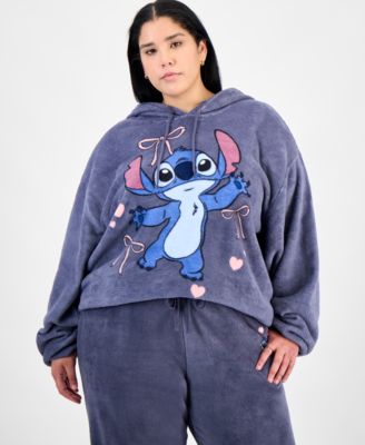 Disney - Trendy Plus Size Stitch Fleece Pullover Hoodie