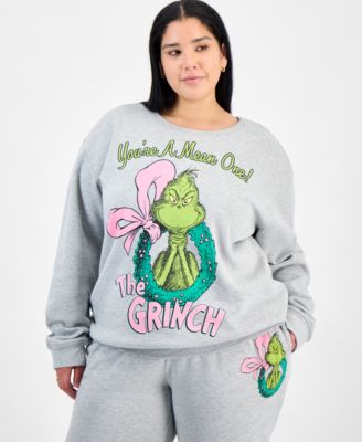 Love Tribe - Trendy Plus Size Grinch Wreath Graphic Sweatshirt