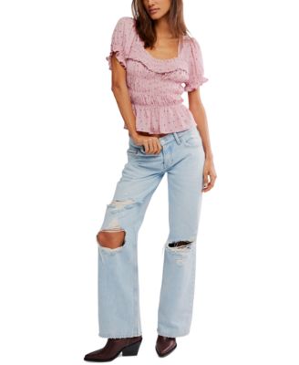 Women's Adore You Printed Puff-Sleeve Blouse