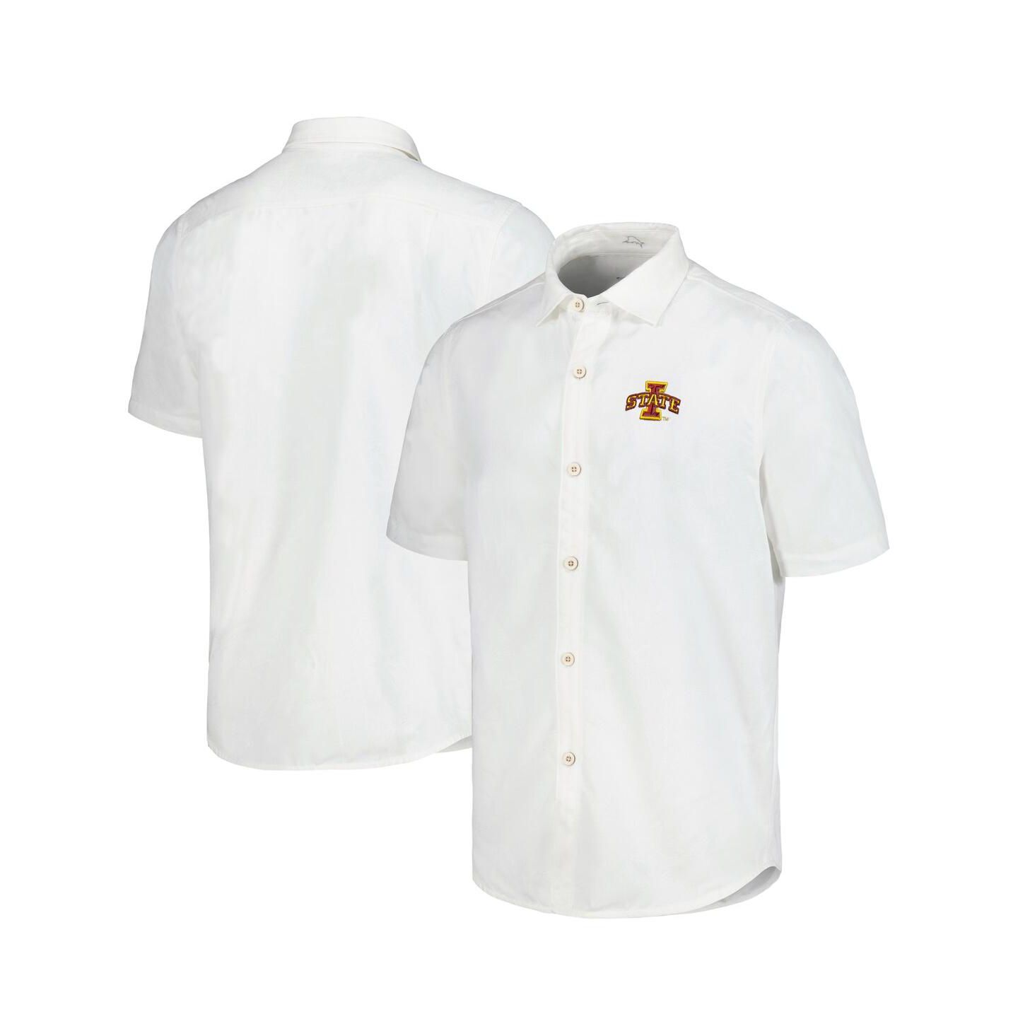 Мужская рубашка Tommy Bahama White Iowa State Cyclones Coconut Point Palm Vista IslandZone Camp Button-Up — фото 1