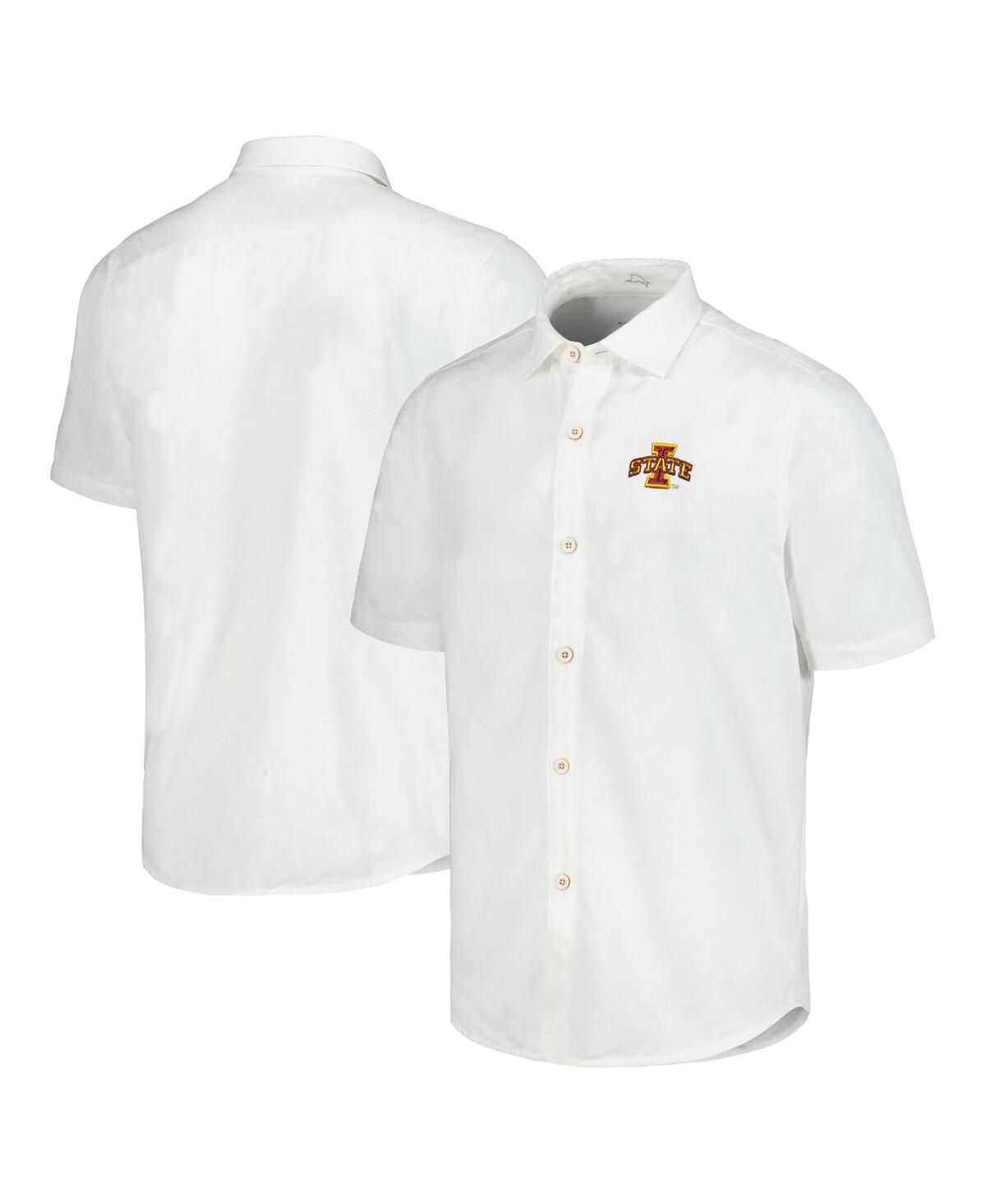 Men's White Iowa State Cyclones Coconut Point Palm Vista IslandZone Camp Button-Up Shirt - White
