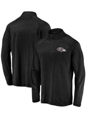 Fanatics - Men's Black Baltimore Ravens Striated Primary Logo Raglan Quarter-Zip Pullover Jacket