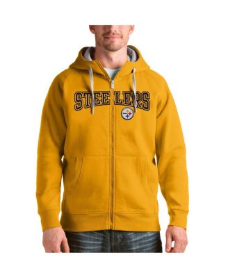 Antigua - Men's Gold Pittsburgh Steelers Wordmark Victory Full-Zip Hoodie