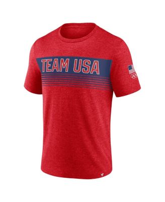Men's Heather Red Team USA Bold Stripes T-Shirt