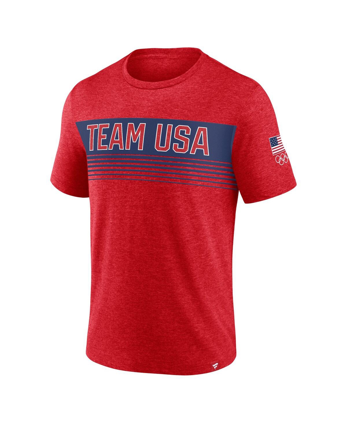Fanatics Men's Heather Red Team Usa Bold Stripes T-shirt In Red